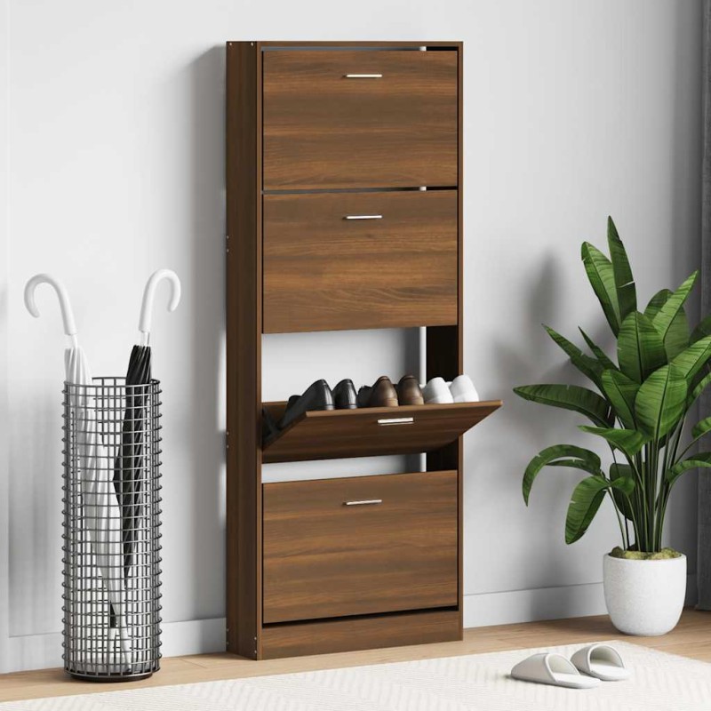 vidaXL Παπουτσοθήκη Καφέ Δρυς 59x17x150 εκ. από Επεξεργασμένο Ξύλο