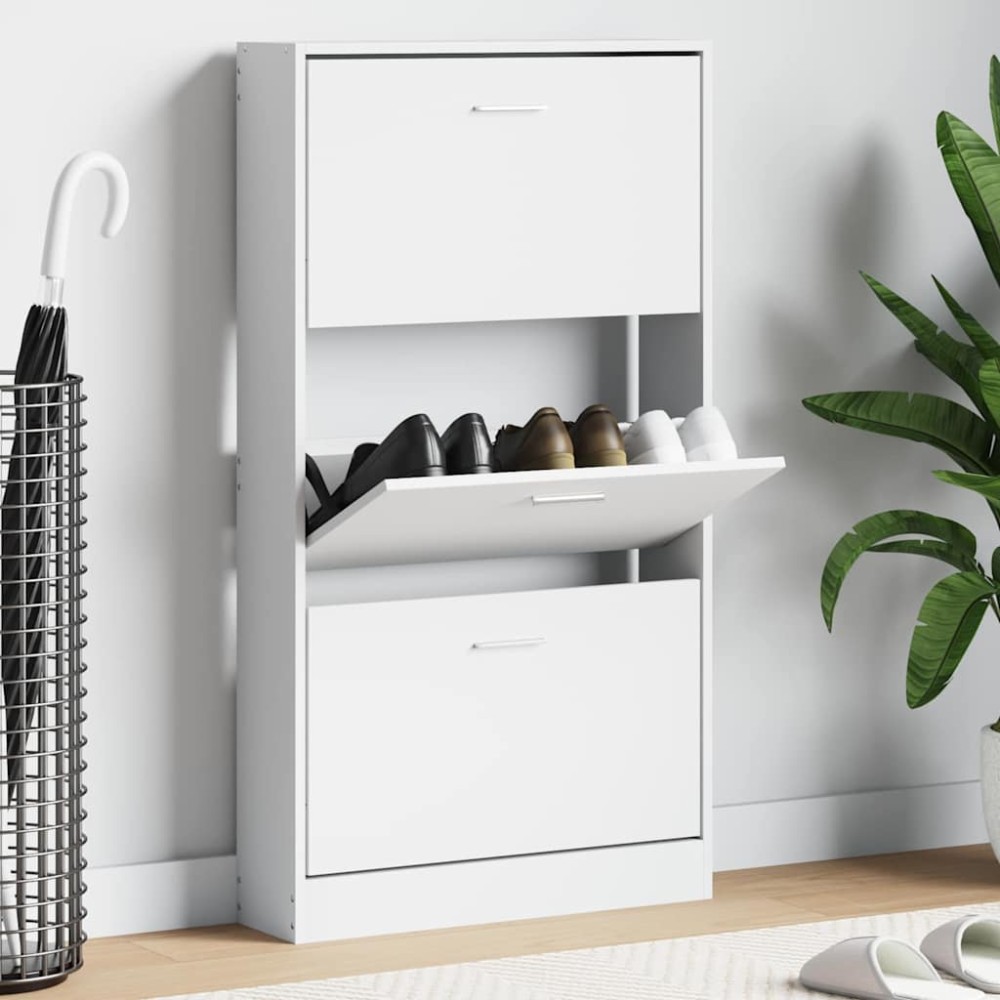 vidaXL Παπουτσοθήκη Λευκή 59x17x108 εκ. από Τεχνητό Ξύλο