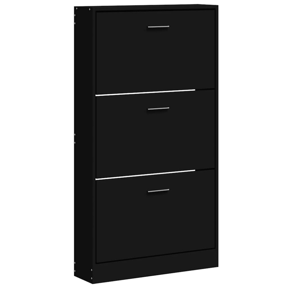 vidaXL Παπουτσοθήκη Μαύρη 59x17x108 εκ. από Επεξεργασμένο Ξύλο