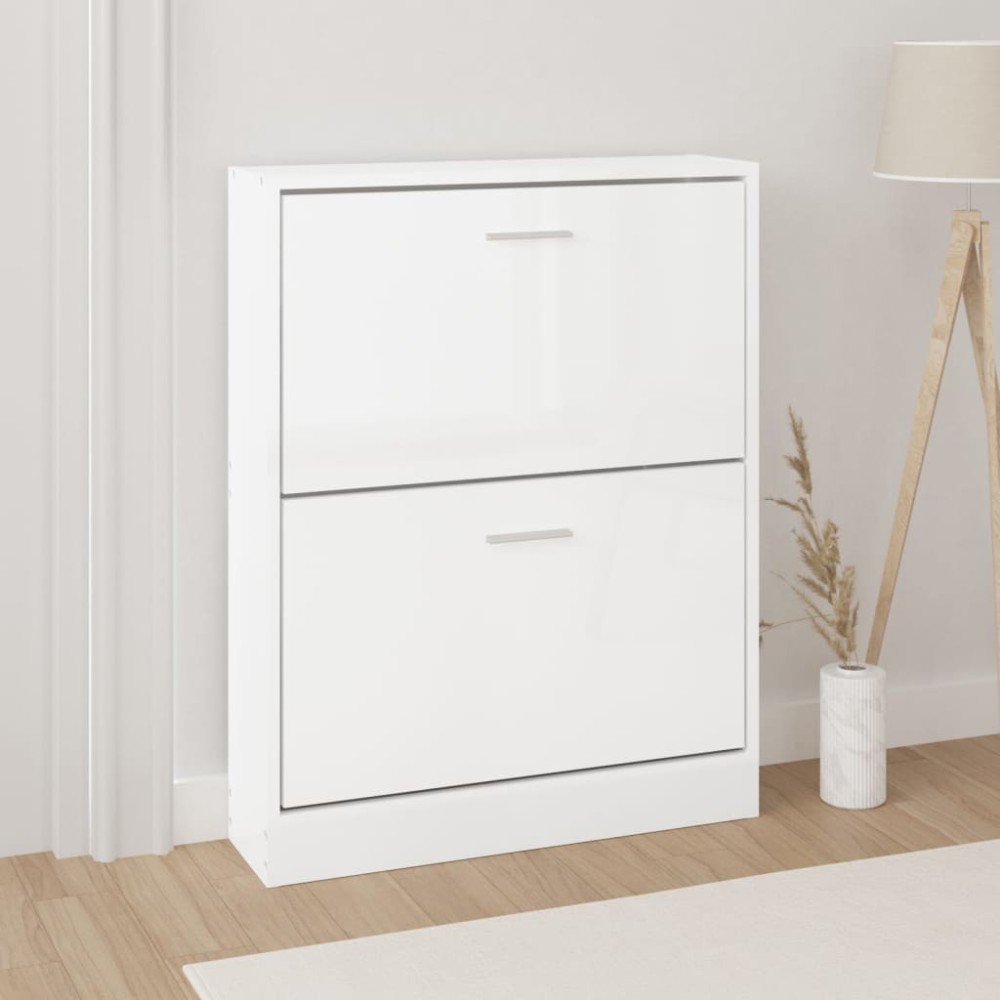 vidaXL Παπουτσοθήκη Γυαλιστερό Λευκό 59x17x81 εκ. Επεξεργασμένο Ξύλο