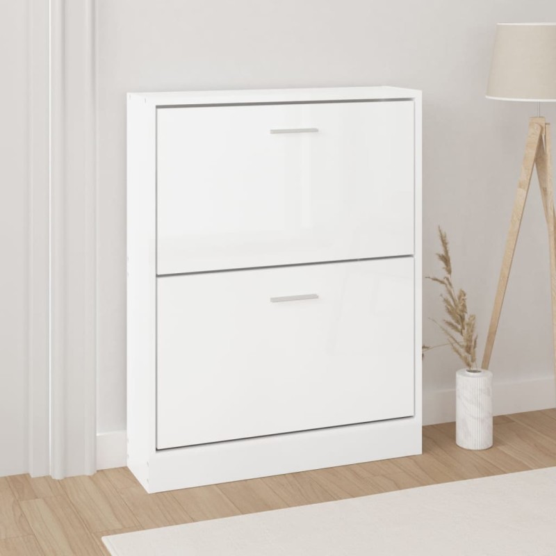 vidaXL Παπουτσοθήκη Γυαλιστερό Λευκό 59x17x81 εκ. Επεξεργασμένο Ξύλο