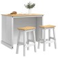 vidaXL Σετ Νησίδας Κουζίνας 3 τμχ. Λευκό και Κερί Μελιού Μασίφ Πεύκο