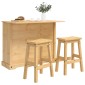 vidaXL Σετ Νησίδας Κουζίνας 3 τμχ. CORONA Κερί Μέλι 112 x 70 x 91,5 εκ
