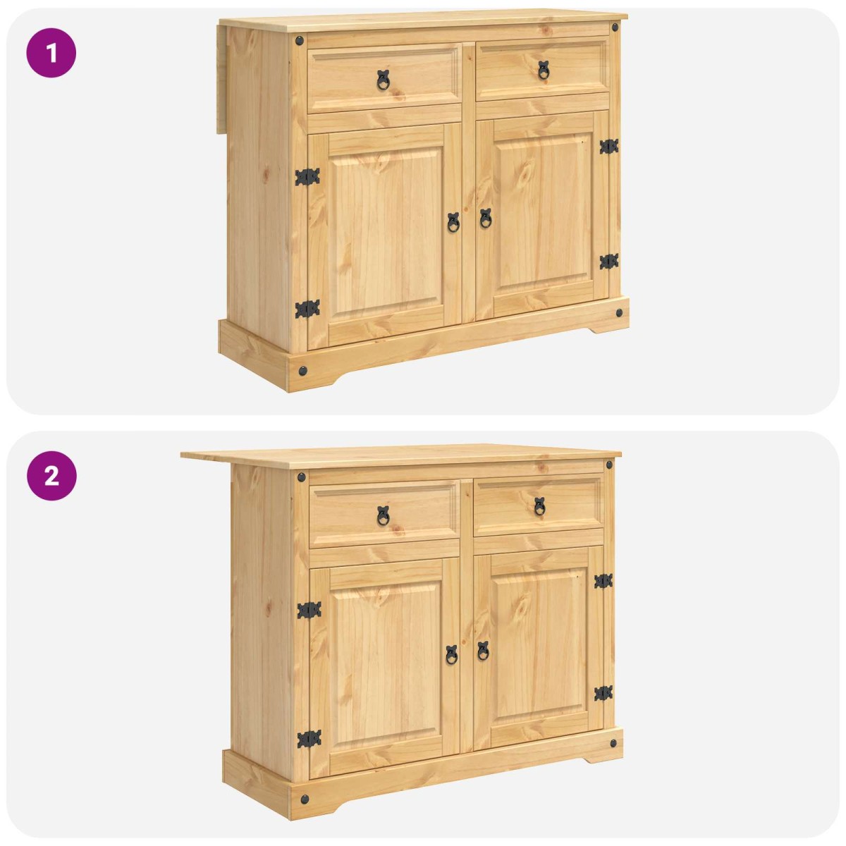 vidaXL Σετ Νησίδας Κουζίνας 3 τμχ. CORONA Κερί Μέλι 112 x 70 x 91,5 εκ