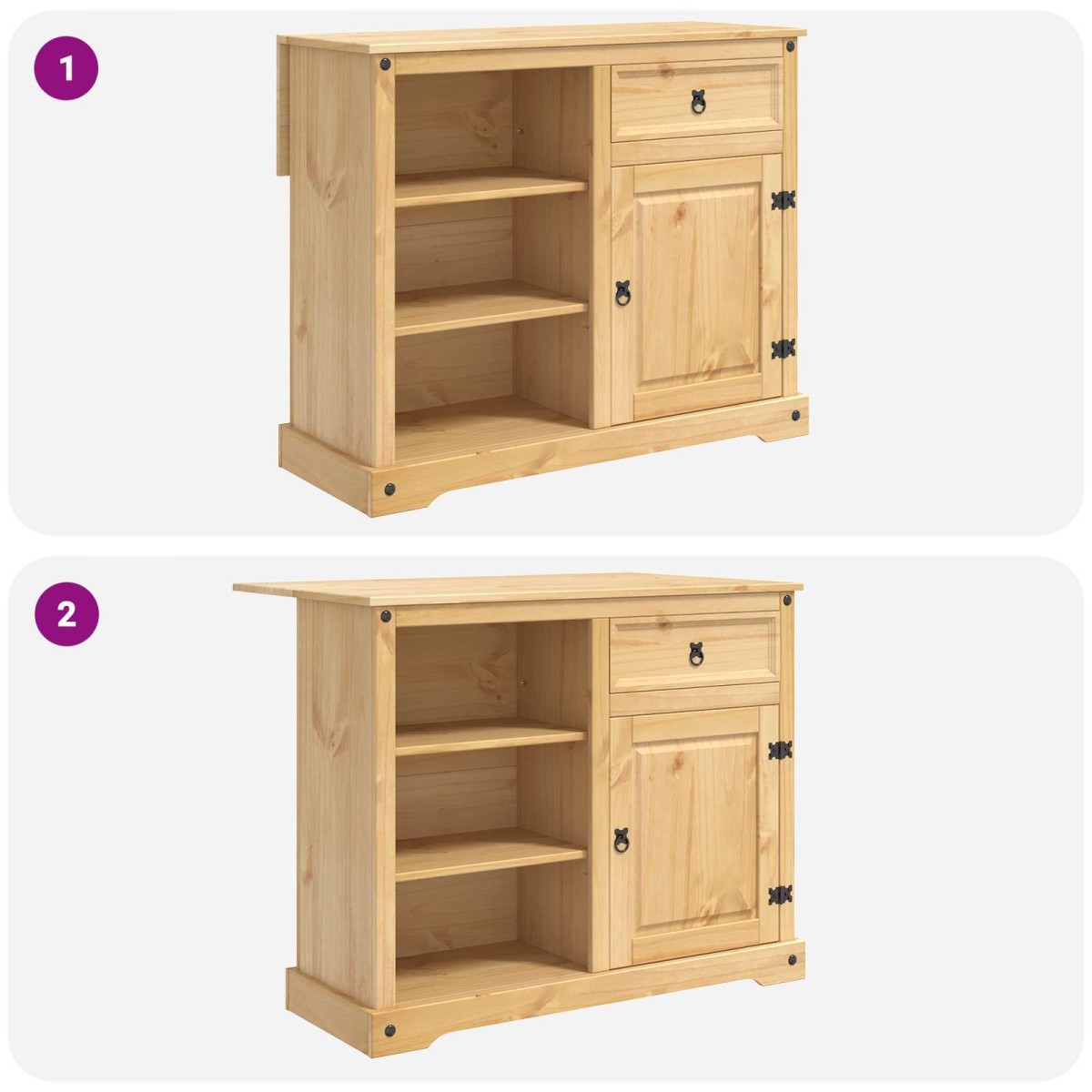 vidaXL Σετ Νησίδας Κουζίνας 3 τμχ. Κερί Μέλι 112 x 70 x 91,5 εκ