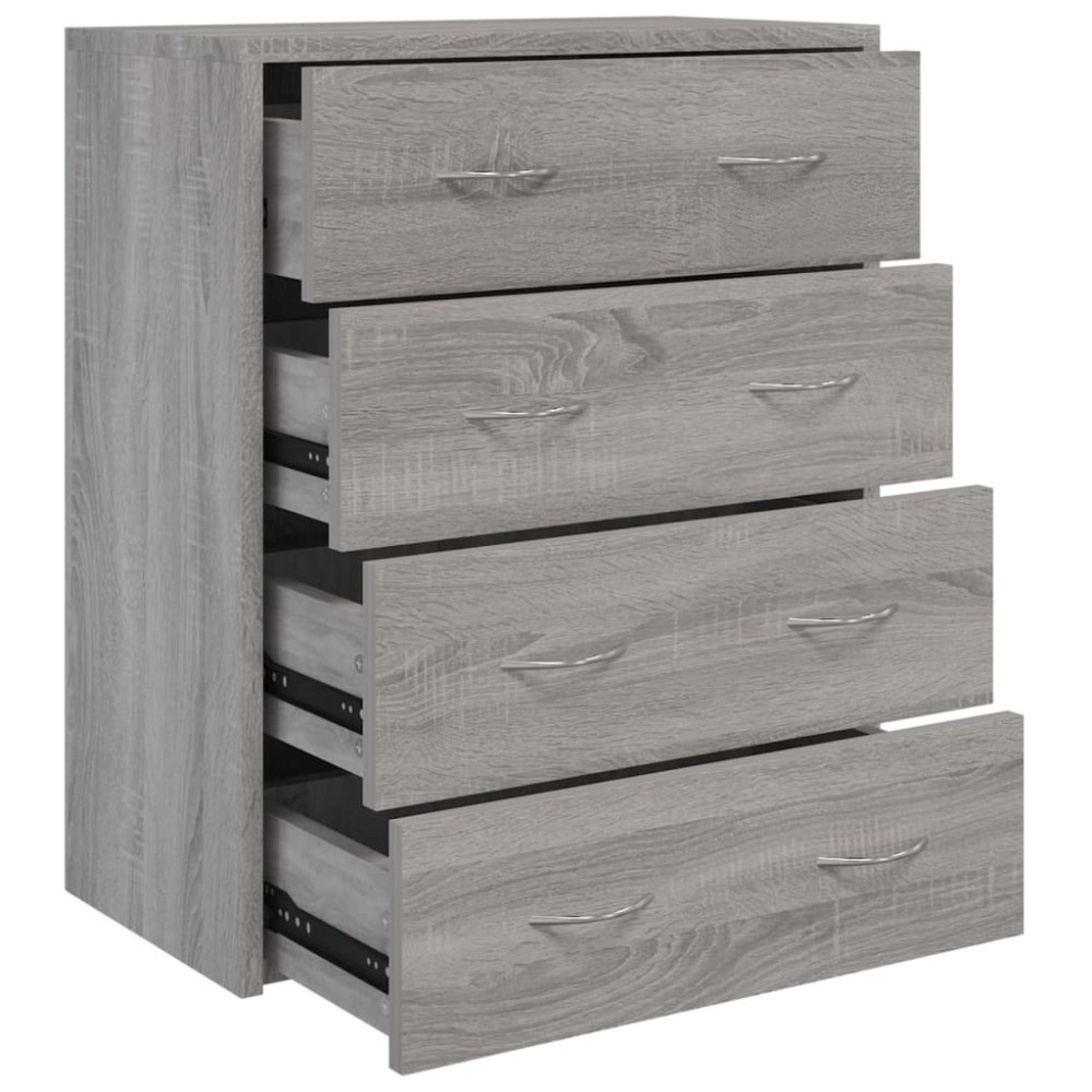 vidaXL Συρταριέρα με 4 Συρτάρια Γκρι Sonoma 60 x 30,5 x 71 εκ.