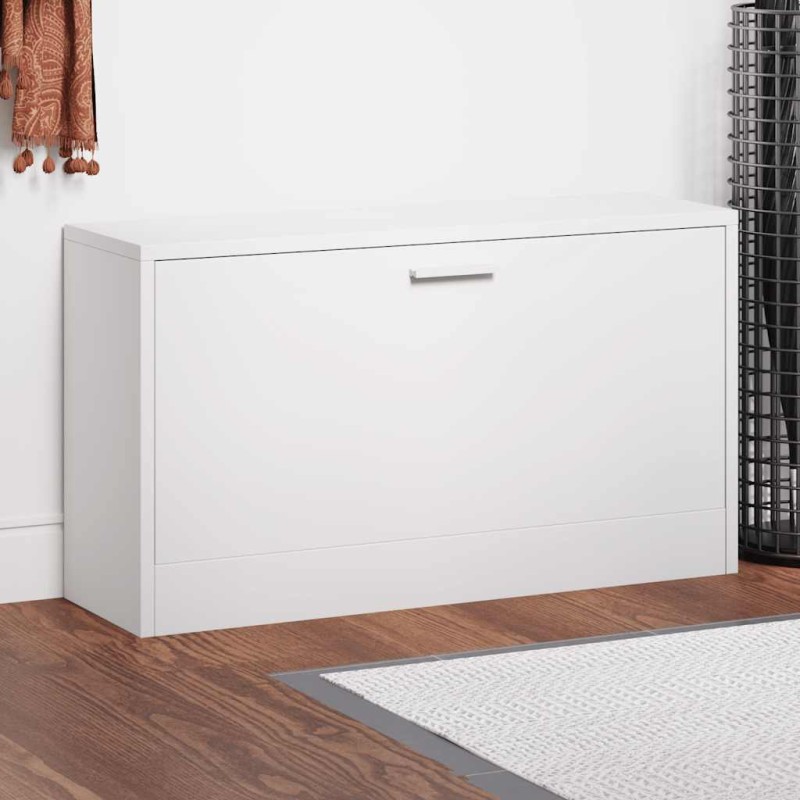 vidaXL Πάγκος Παπουτσιών Γυαλιστερό Λευκό 80 x 24 x 45 εκ. από Τεχνητό Ξύλο