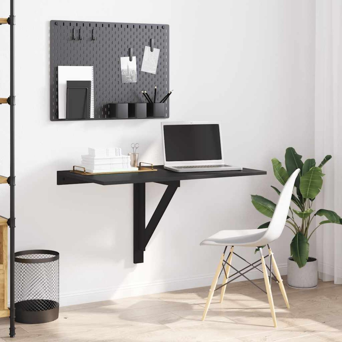 vidaXL Τραπέζι Τοίχου Πτυσσόμενο Μαύρο 100 x 60 x 56 εκ. Επεξεργ. Ξύλο