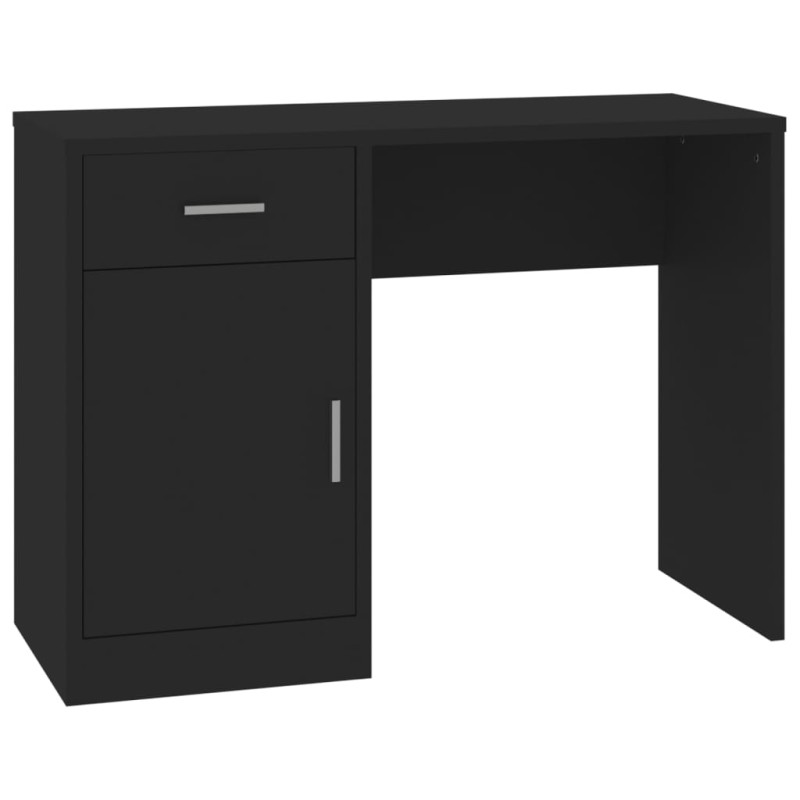 vidaXL Γραφείο με Συρτάρι & Ντουλάπι Μαύρο 100x40x73 εκ. Επεξεργ. Ξύλο