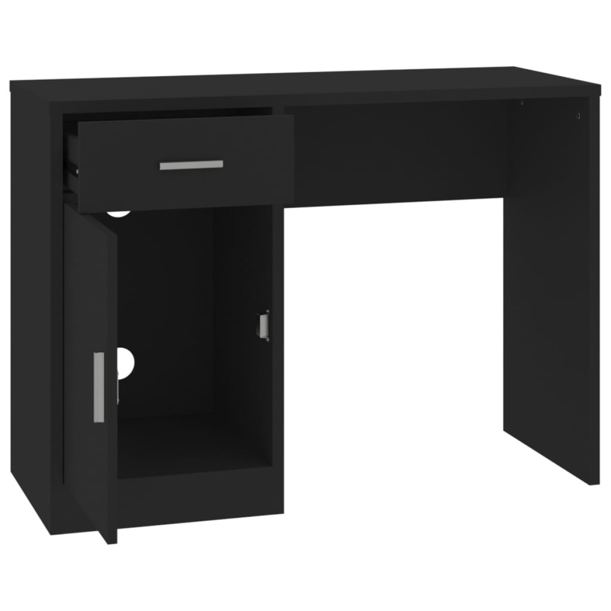 vidaXL Γραφείο με Συρτάρι & Ντουλάπι Μαύρο 100x40x73 εκ. Επεξεργ. Ξύλο