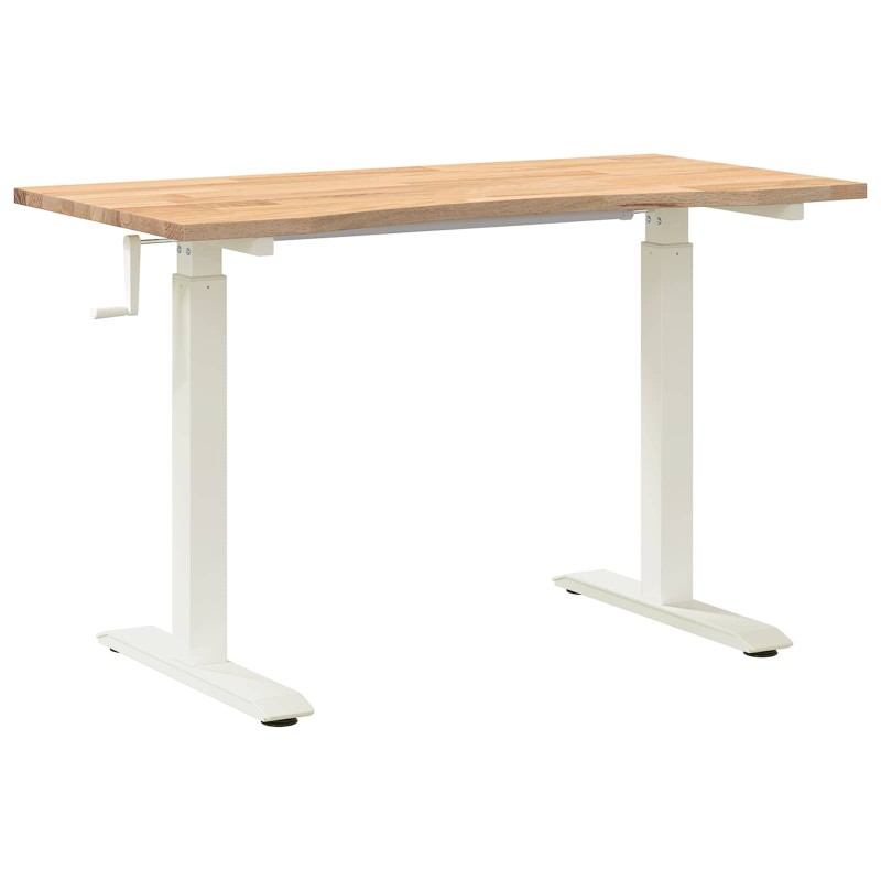 vidaXL Γραφείο Λευκό και Φυσικό 120 x 60 cm Στερεό Ξύλο Δρυός