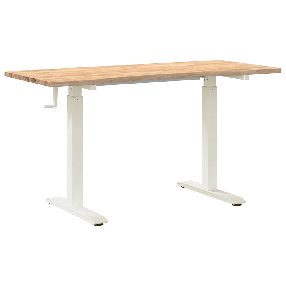 vidaXL Γραφείο Λευκό και Φυσικό 140 x 60 cm Στερεό Ξύλο Δρυός