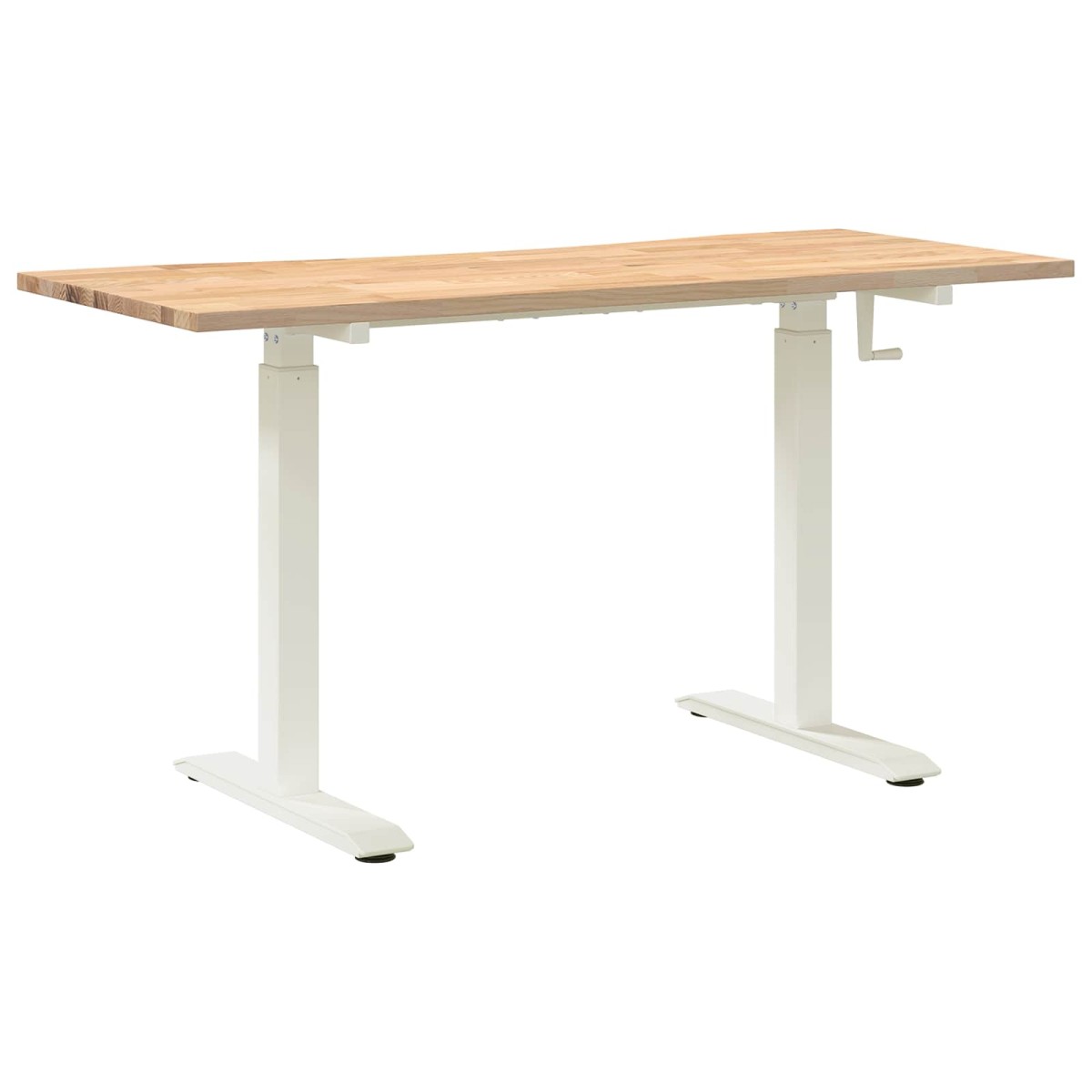 vidaXL Γραφείο Λευκό και Φυσικό 140 x 60 cm Στερεό Ξύλο Δρυός