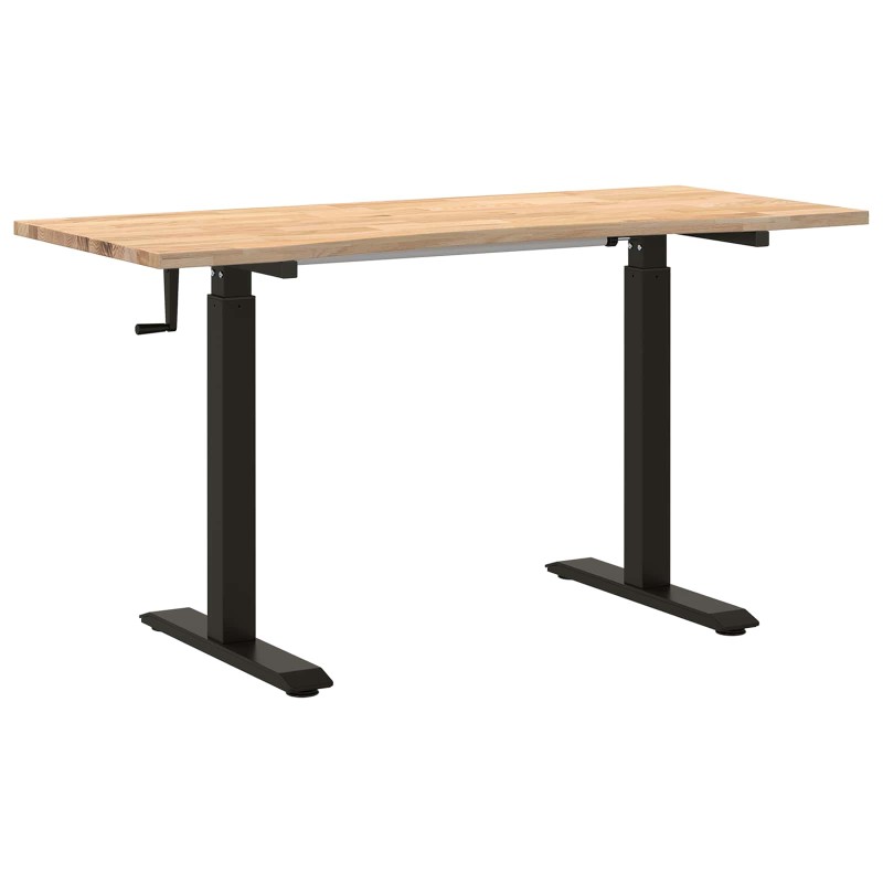 vidaXL Γραφείο Μαύρο και φυσικό 140 x 60 cm Στερεό Ξύλο Δρυός