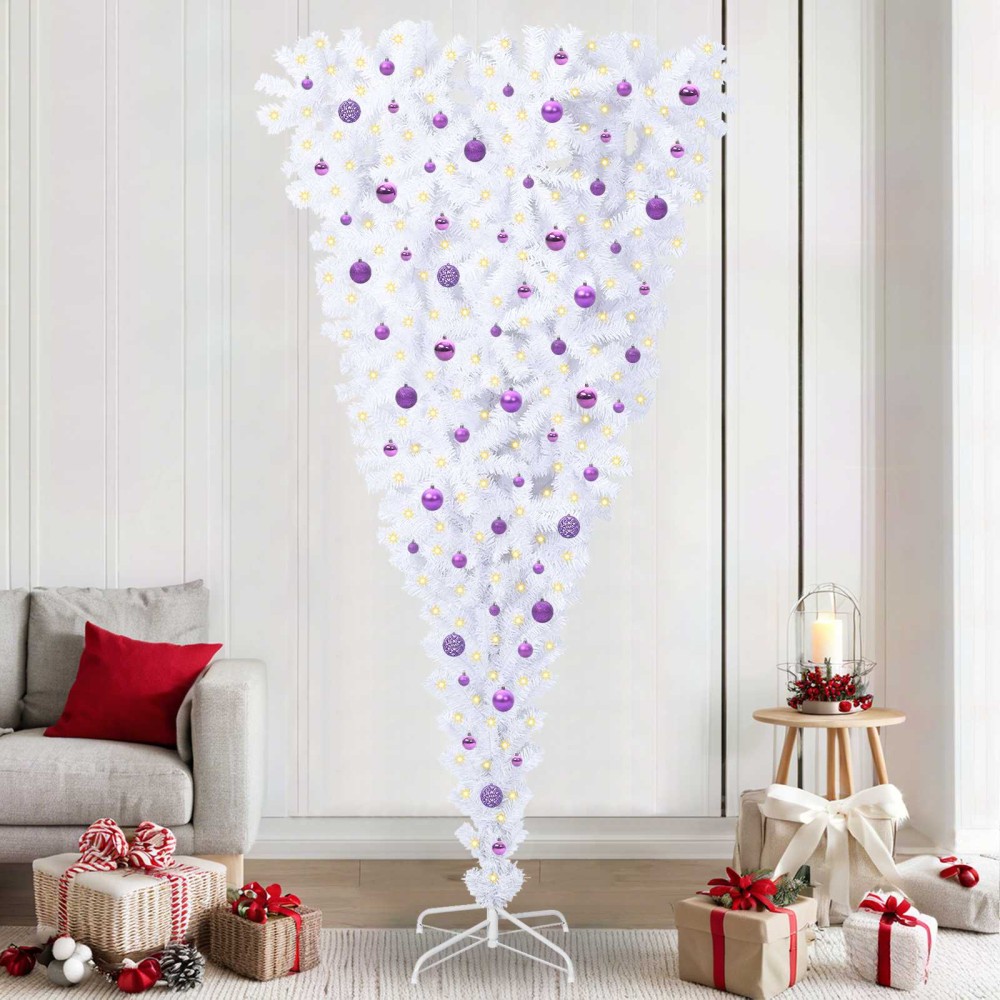 vidaXL Τεχνητό Χριστουγεννιάτικο Δέντρο Λευκό 240 cm PVC και Χάλυβας