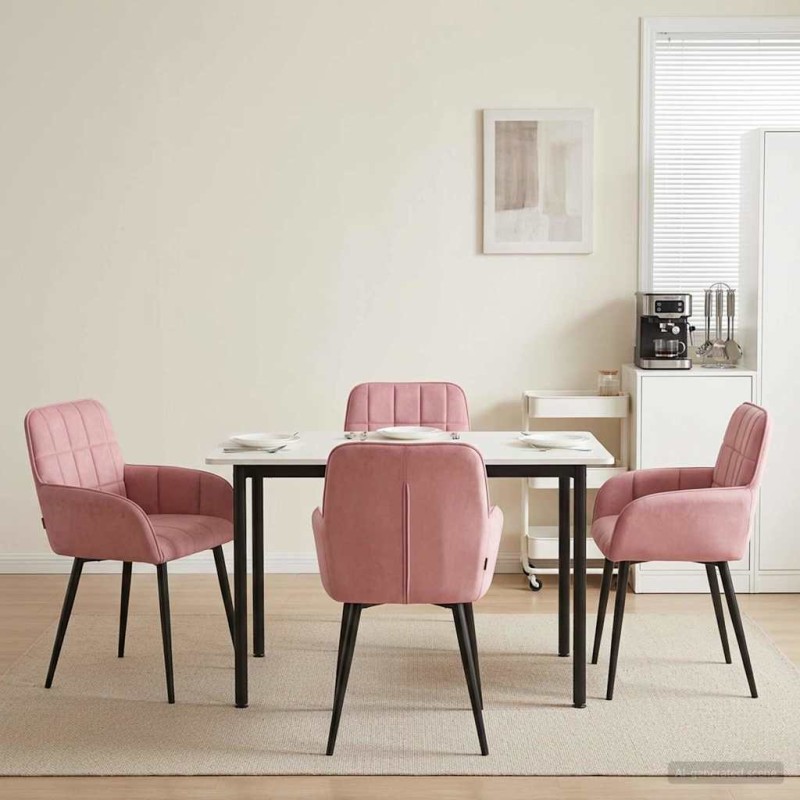 vidaXL Καρέκλες φαγητού 4 τμχ. Βελούδο Ροζ 57 x 50 x 85 εκ.