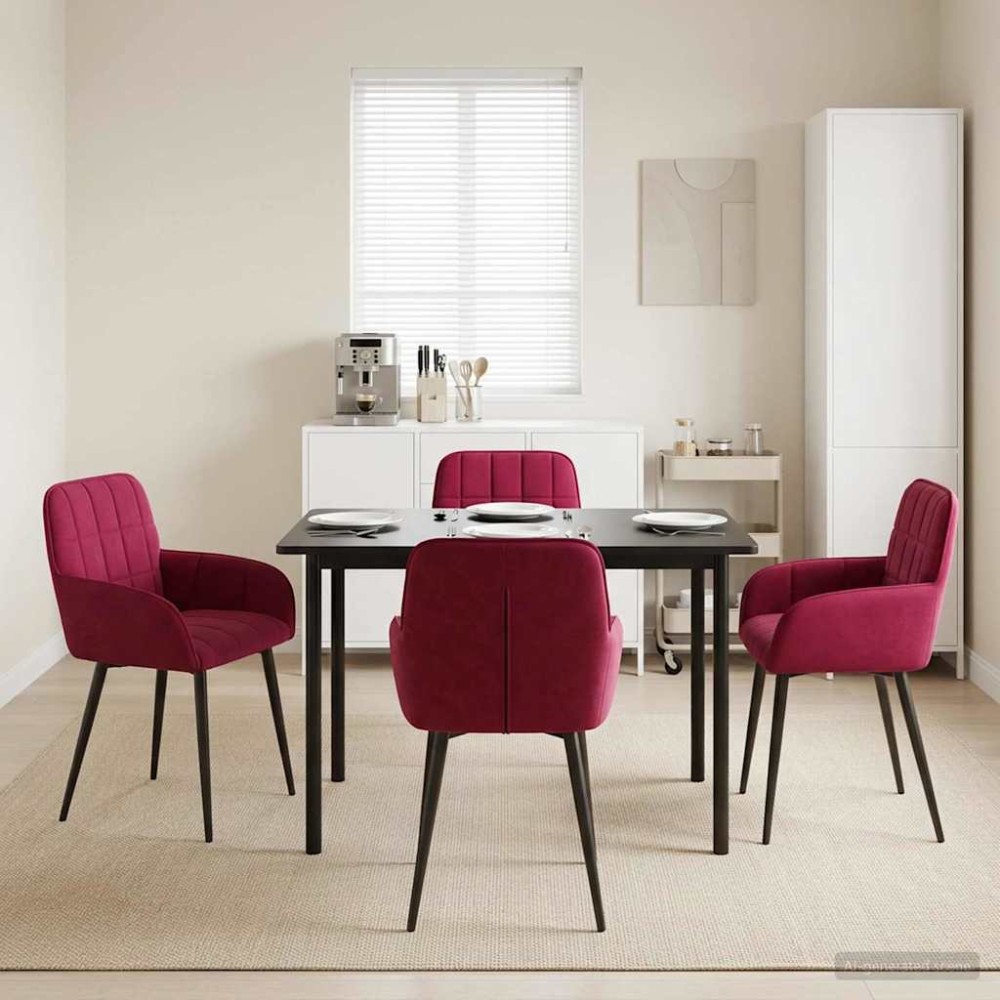 vidaXL Καρέκλες φαγητού 4 τμχ. Βελούδο Κόκκινο 57 x 50 x 85 εκ.