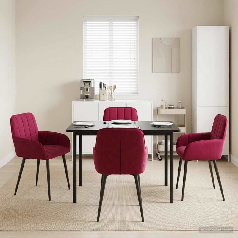 vidaXL Καρέκλες φαγητού 4 τμχ. Βελούδο Κόκκινο 57 x 50 x 85 εκ.