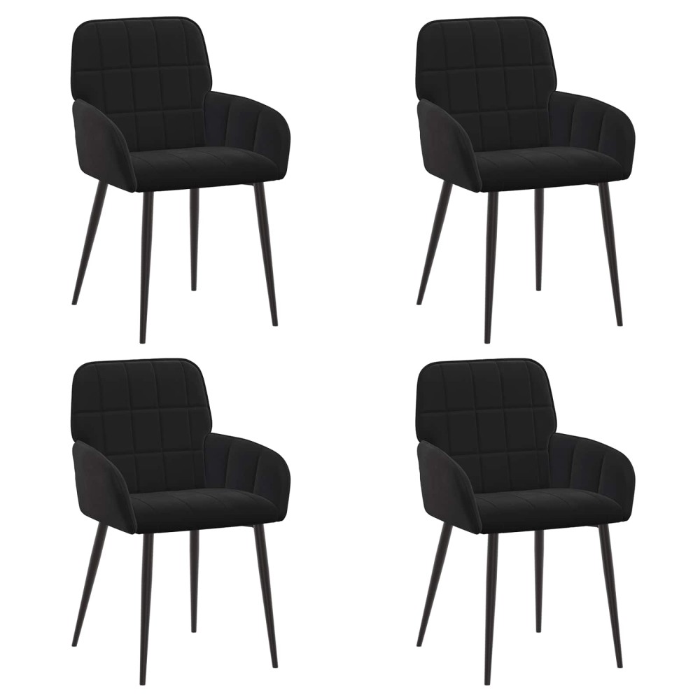 vidaXL Καρέκλες φαγητού 4 τμχ. Βελούδο Μαύρο 57 x 50 x 85 εκ.