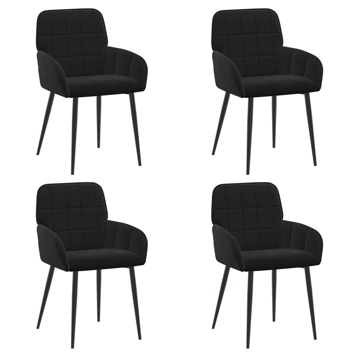 vidaXL Καρέκλες φαγητού 4 τμχ. Βελούδο Μαύρο 57 x 50 x 85 εκ.