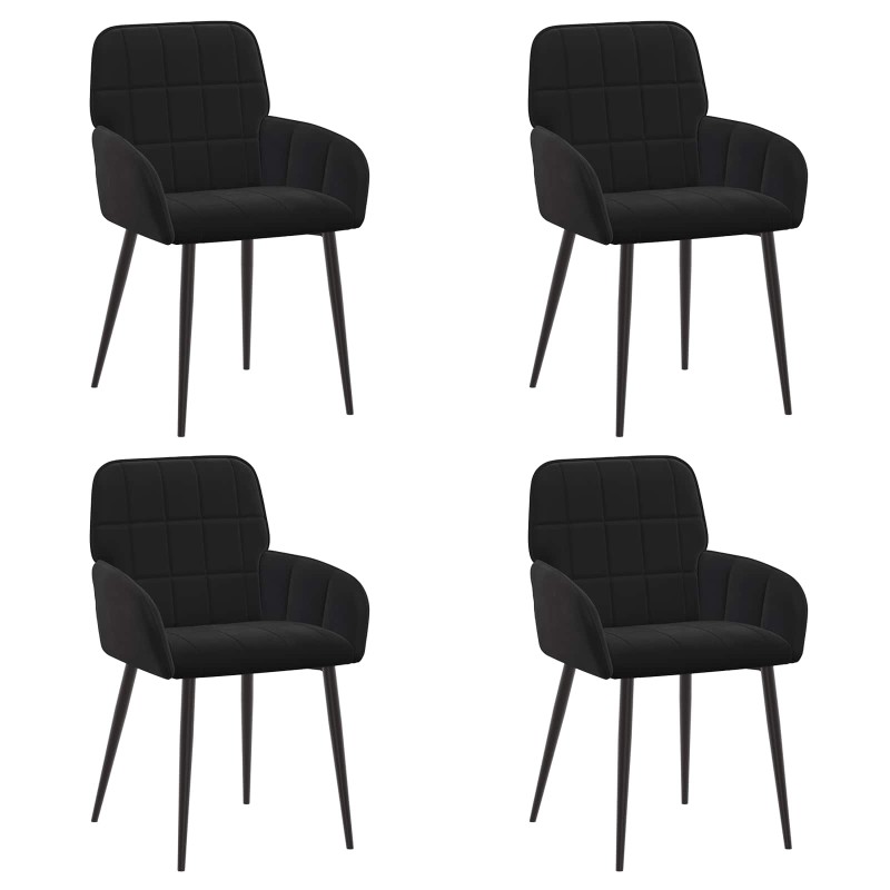 vidaXL Καρέκλες φαγητού 4 τμχ. Βελούδο Μαύρο 57 x 50 x 85 εκ.