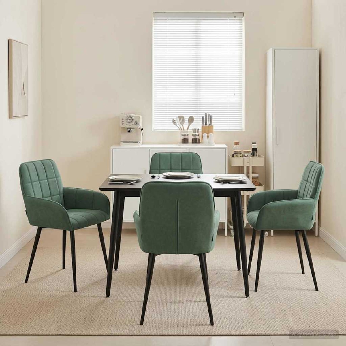 vidaXL Καρέκλες φαγητού 4 τμχ. Βελούδο Θαλασσί 57 x 50 x 85 εκ.