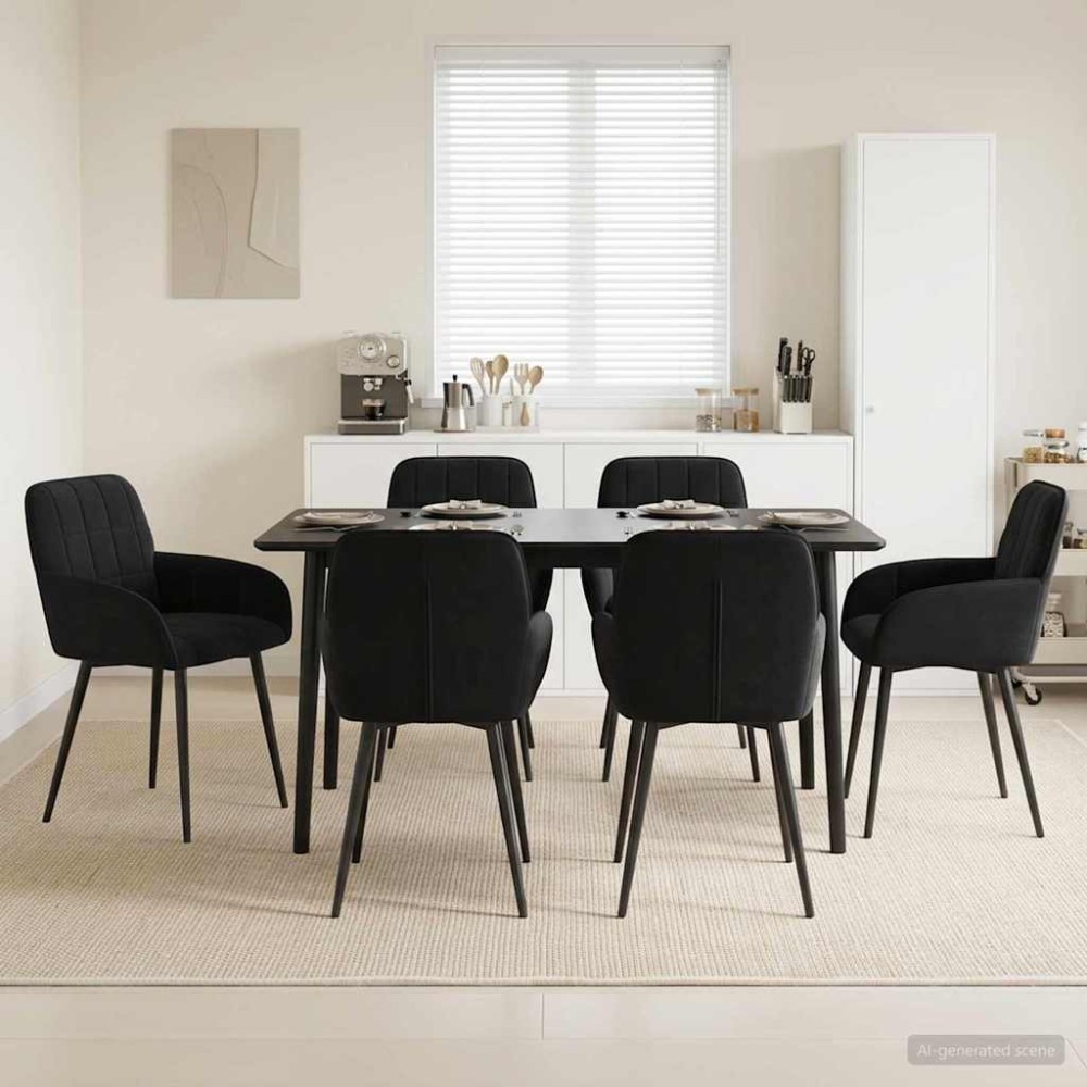 vidaXL Καρέκλες φαγητού 6 τμχ. Βελούδο Μαύρο 57 x 50 x 85 εκ.