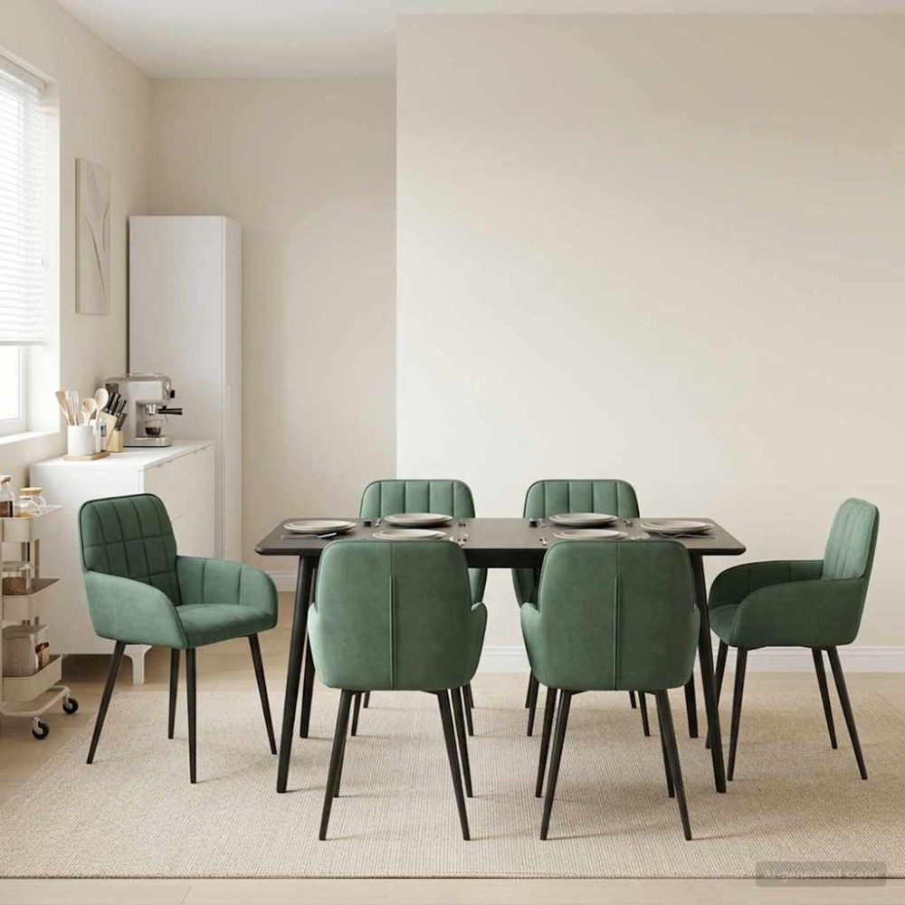 vidaXL Καρέκλες φαγητού 6 τμχ. Βελούδο Θαλασσί 57 x 50 x 85 εκ.