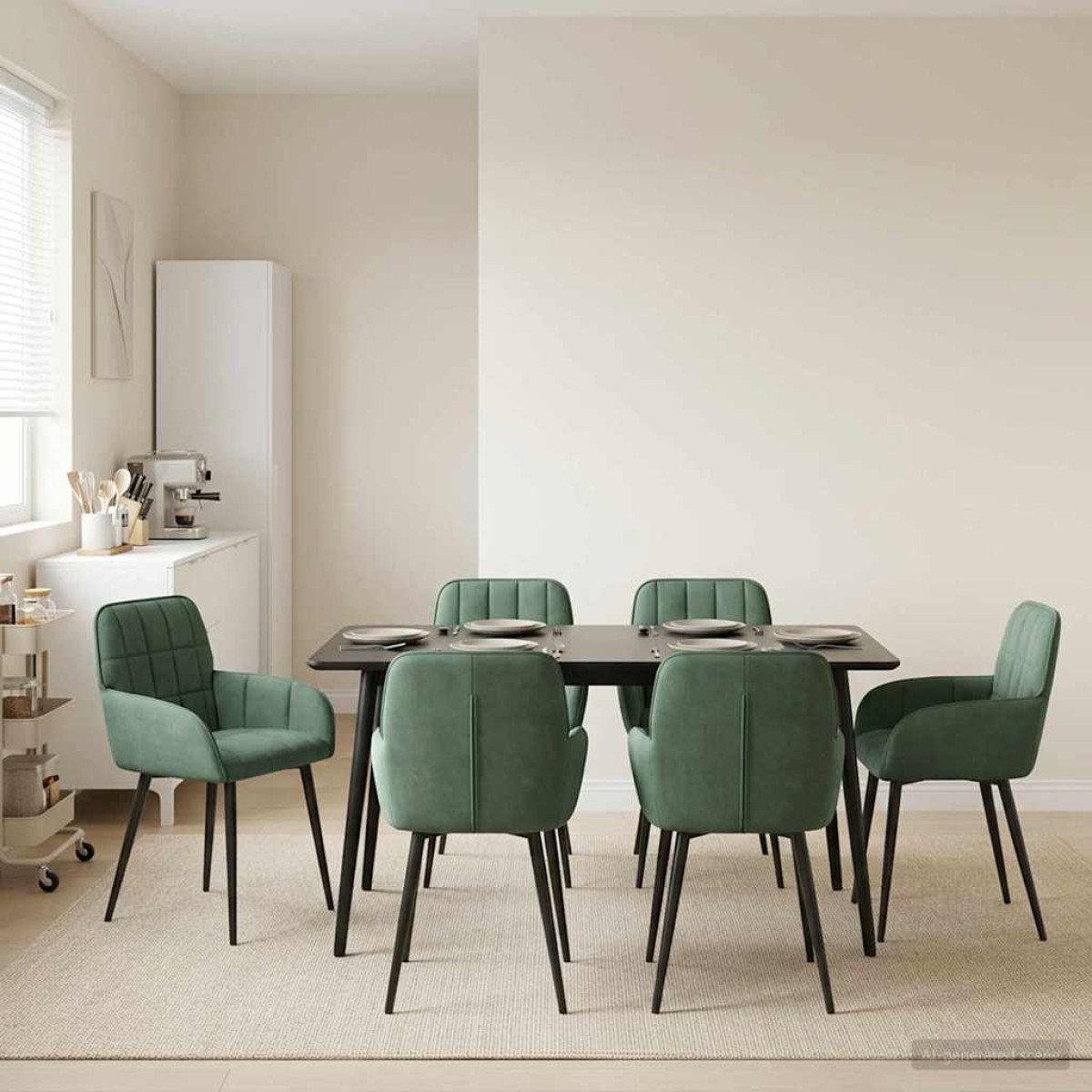 vidaXL Καρέκλες φαγητού 6 τμχ. Βελούδο Θαλασσί 57 x 50 x 85 εκ.