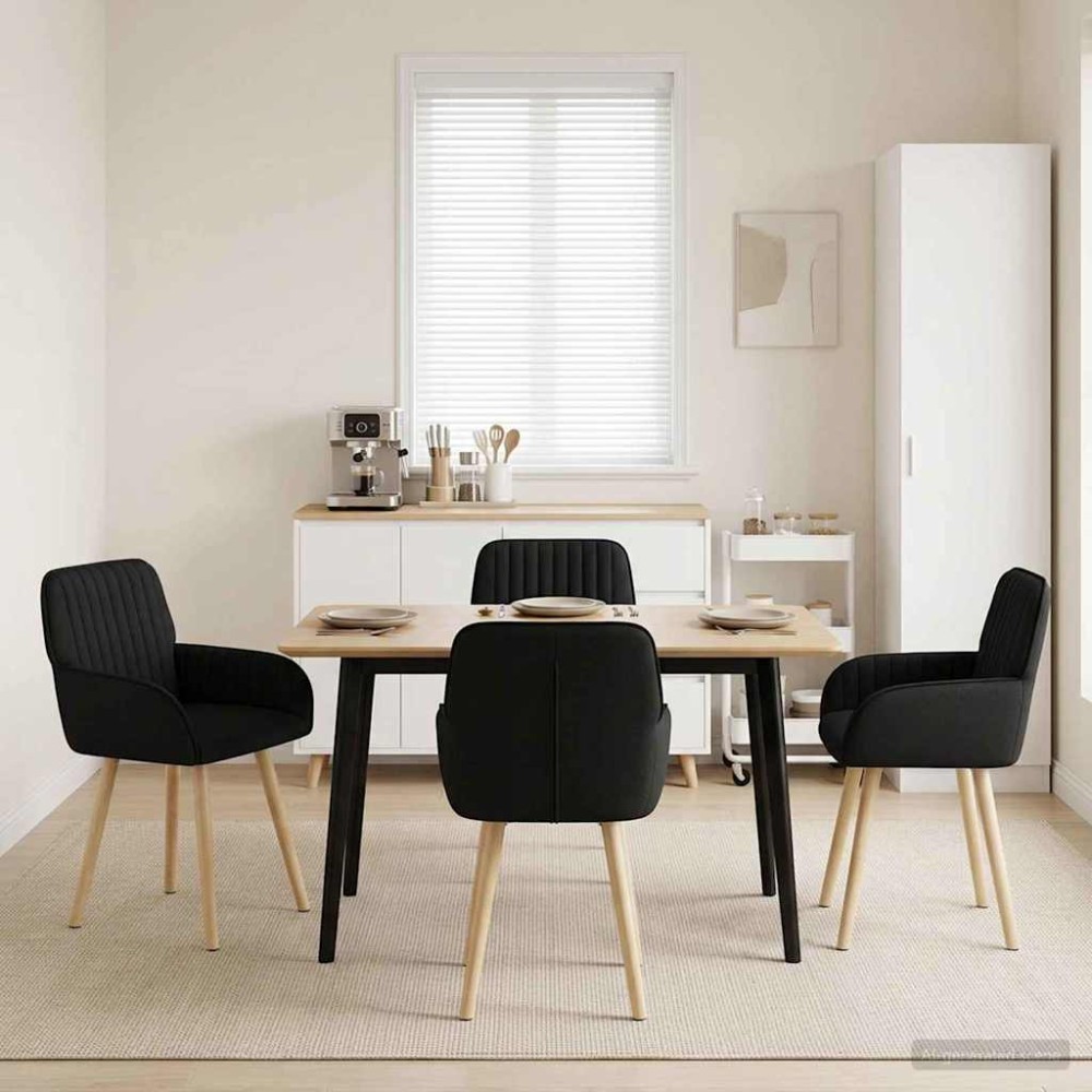 vidaXL Καρέκλες φαγητού 4 τμχ. Ύφασμα Μαύρο 56,5 x 50 x 87,5 εκ.