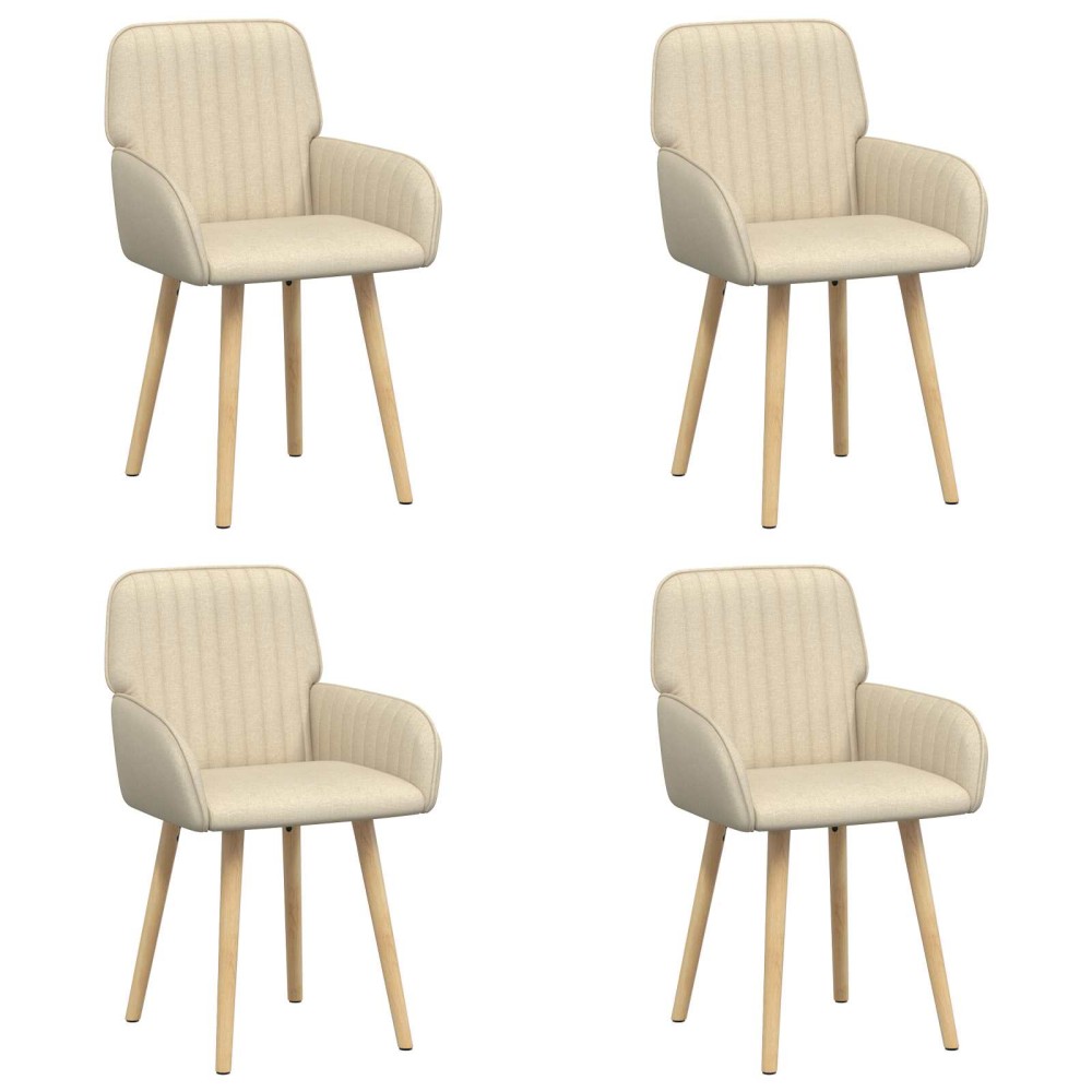 vidaXL Καρέκλες φαγητού 4 τμχ. Ύφασμα Κρεμ 56,5 x 50 x 87,5 εκ.