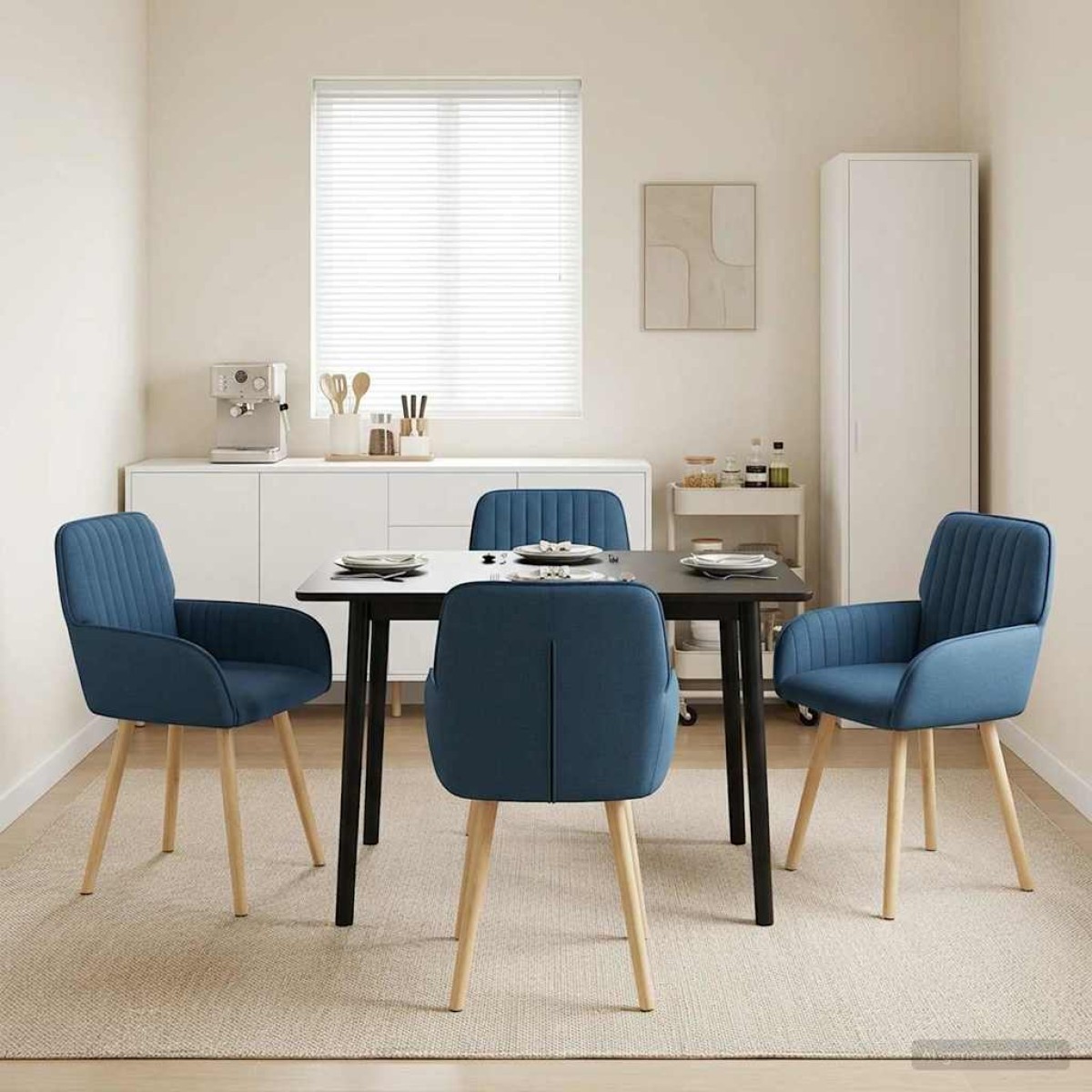 vidaXL Καρέκλες φαγητού 4 τμχ. Ύφασμα Μπλε 56,5 x 50 x 87,5 εκ.