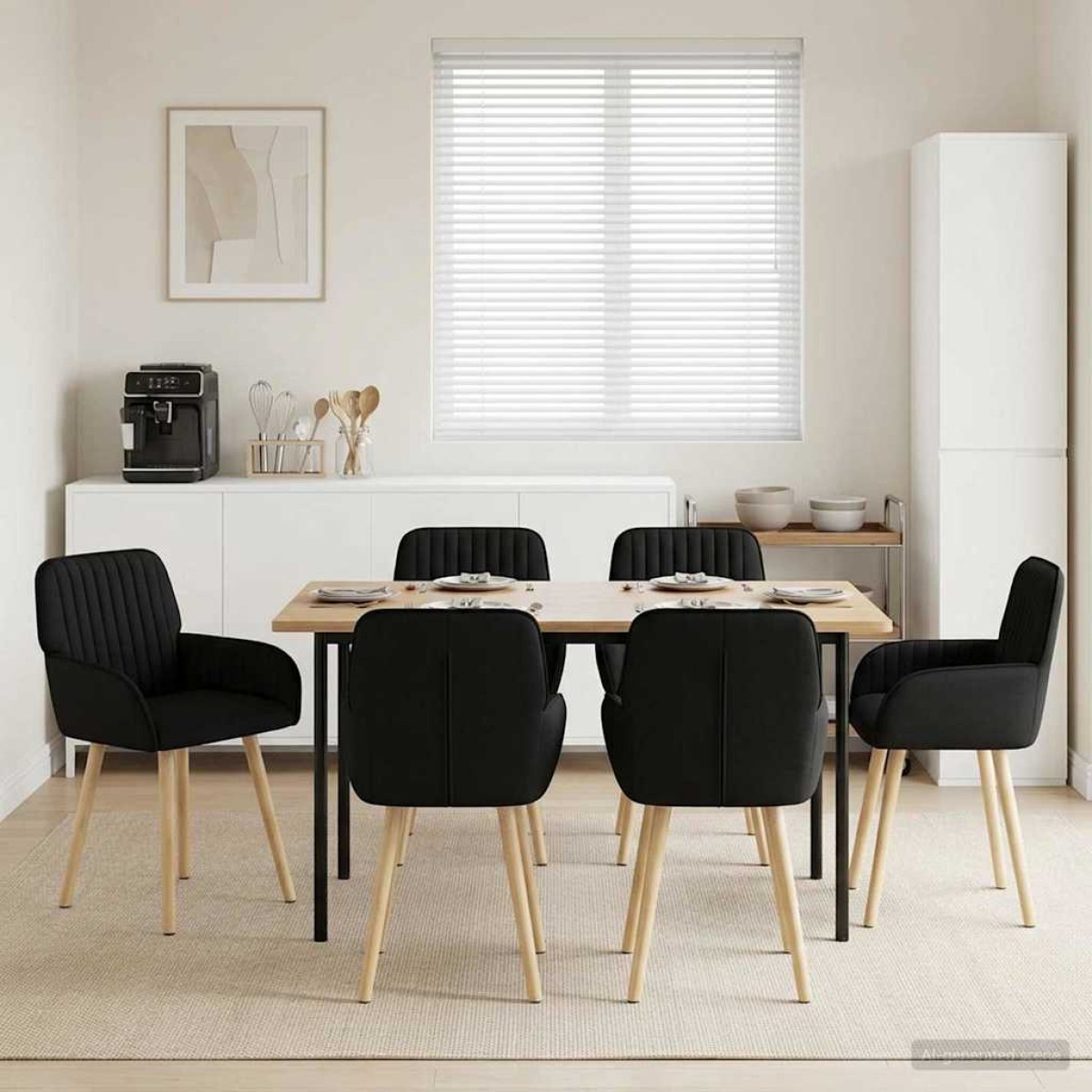 vidaXL Καρέκλες φαγητού 6 τμχ. Ύφασμα Μαύρο 56,5 x 50 x 87,5 εκ.