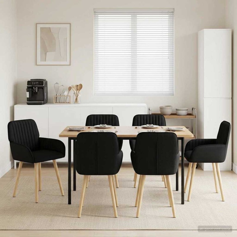vidaXL Καρέκλες φαγητού 6 τμχ. Ύφασμα Μαύρο 56,5 x 50 x 87,5 εκ.