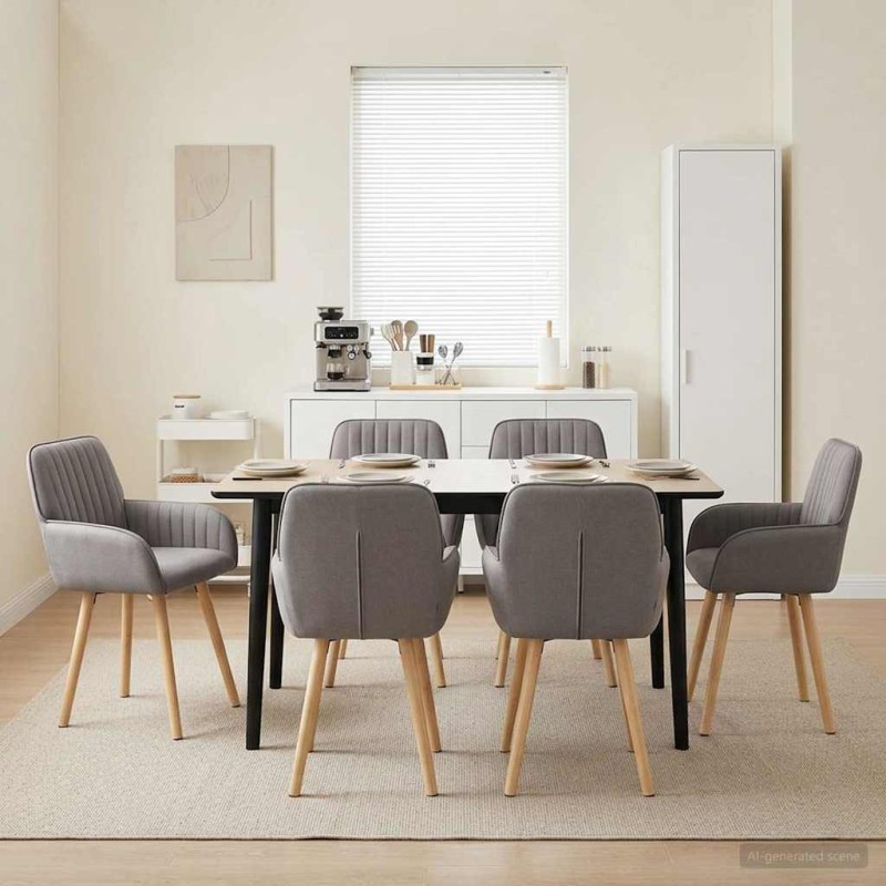 vidaXL Καρέκλες φαγητού 6 τμχ. Ύφασμα Taupe 56,5 x 50 x 87,5 εκ.