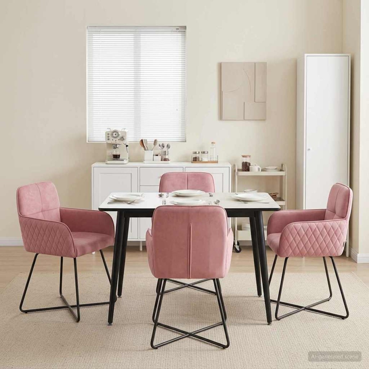 vidaXL Καρέκλες φαγητού 4 τμχ. Βελούδο Ροζ 59 x 56,5 x 86 εκ.