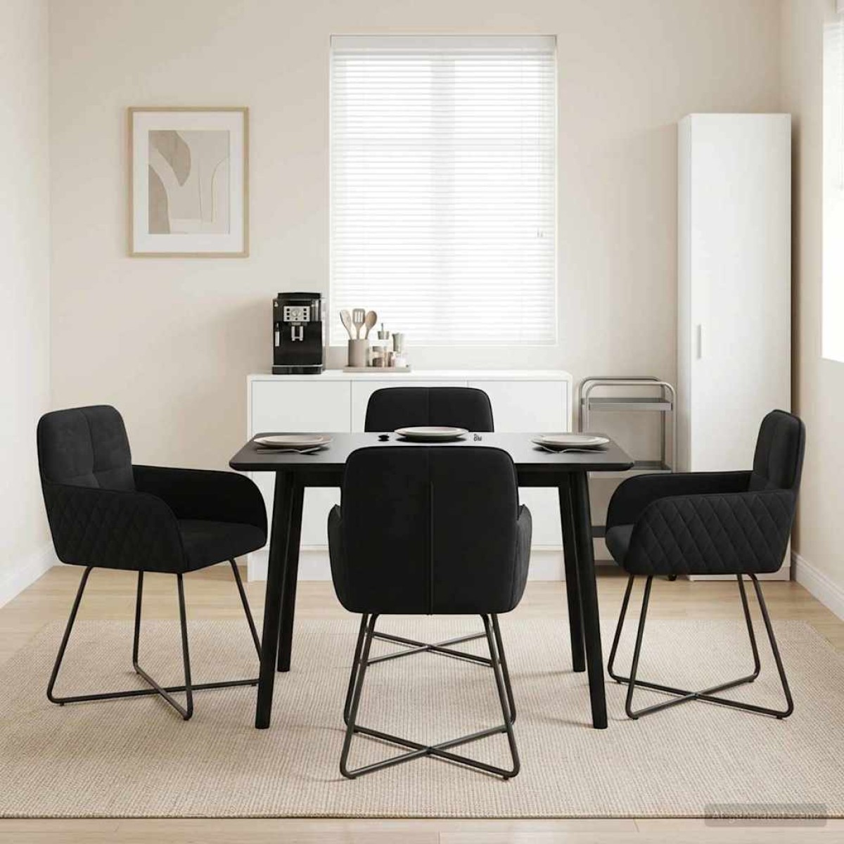 vidaXL Καρέκλες φαγητού 4 τμχ. Βελούδο Μαύρο 59 x 56,5 x 86 εκ.