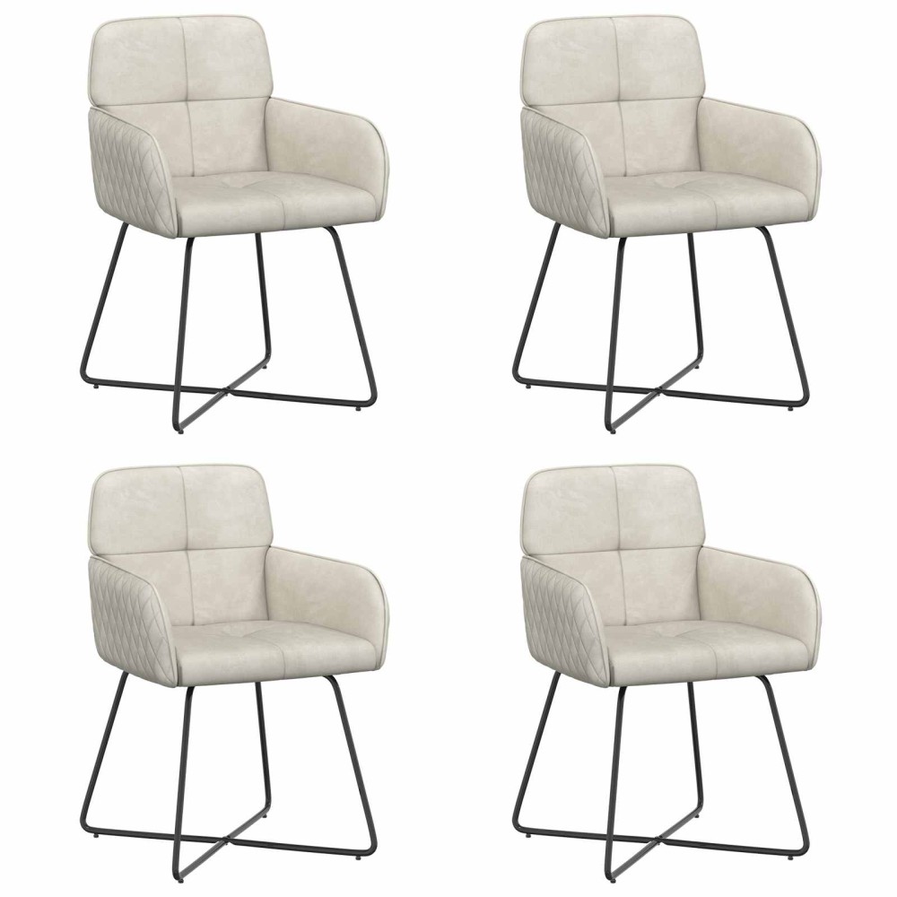vidaXL Καρέκλες φαγητού 4 τμχ. Βελούδο Κρεμ 59 x 56,5 x 86 εκ.