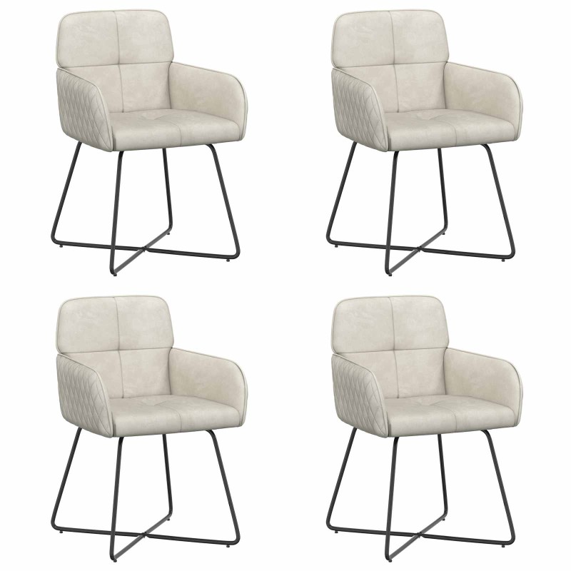 vidaXL Καρέκλες φαγητού 4 τμχ. Βελούδο Κρεμ 59 x 56,5 x 86 εκ.