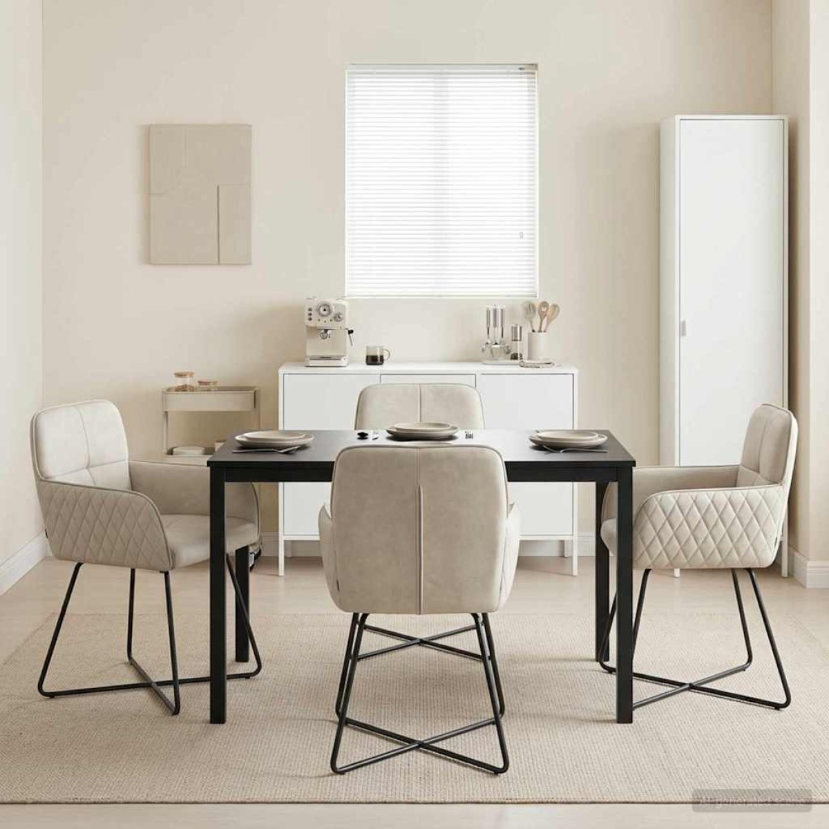 vidaXL Καρέκλες φαγητού 4 τμχ. Βελούδο Κρεμ 59 x 56,5 x 86 εκ.
