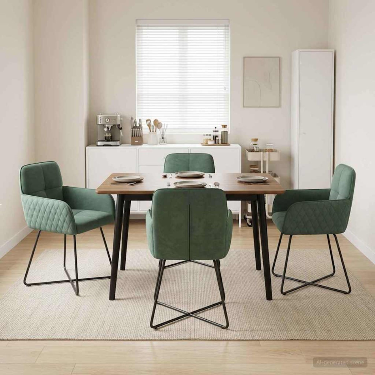 vidaXL Καρέκλες φαγητού 4 τμχ. Βελούδο Θαλασσί 59 x 56,5 x 86 εκ.