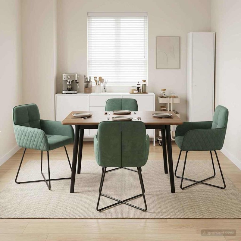 vidaXL Καρέκλες φαγητού 4 τμχ. Βελούδο Θαλασσί 59 x 56,5 x 86 εκ.