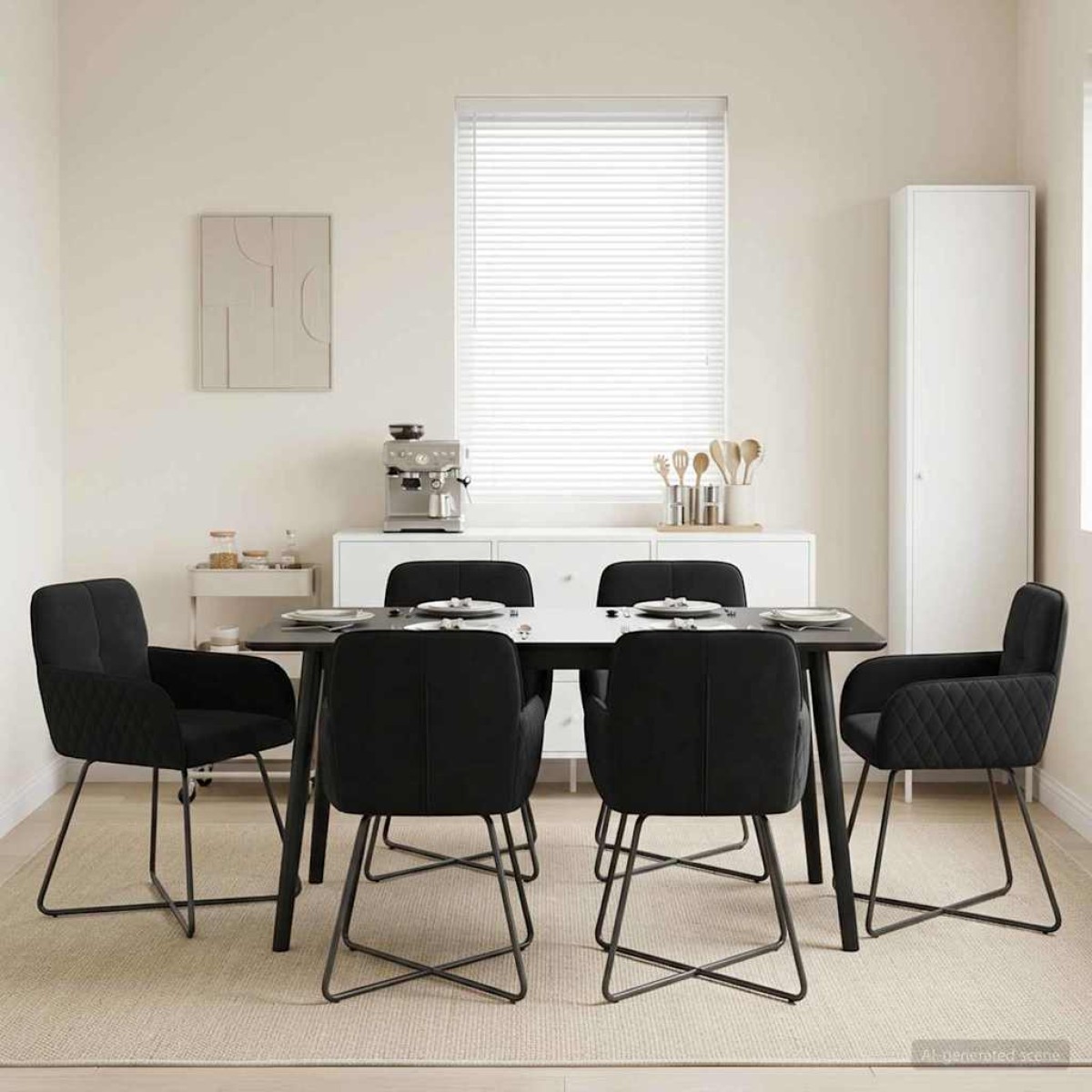 vidaXL Καρέκλες φαγητού 6 τμχ. Βελούδο Μαύρο 59 x 56,5 x 86 εκ.