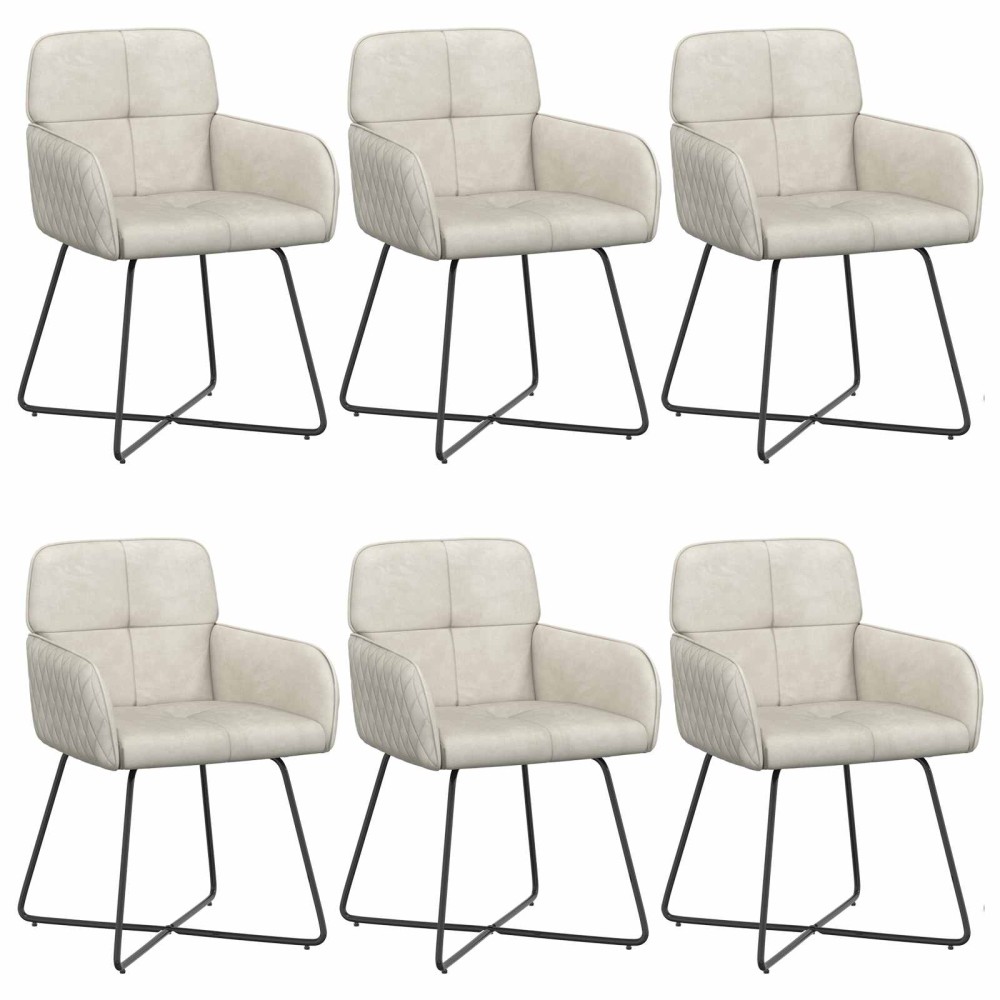 vidaXL Καρέκλες φαγητού 6 τμχ. Βελούδο Κρεμ 59 x 56,5 x 86 εκ.