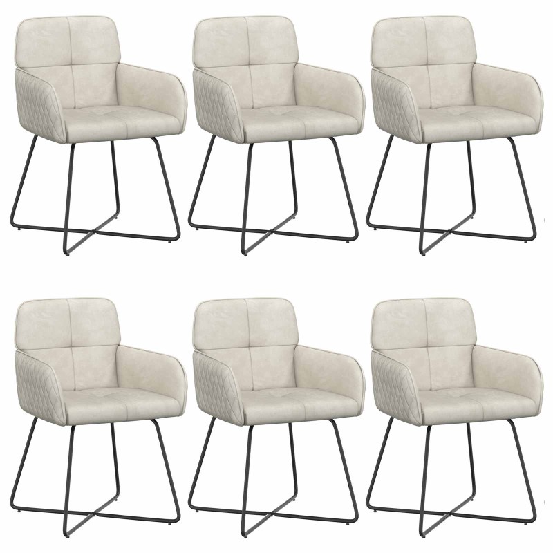 vidaXL Καρέκλες φαγητού 6 τμχ. Βελούδο Κρεμ 59 x 56,5 x 86 εκ.