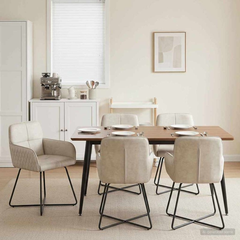 vidaXL Καρέκλες φαγητού 6 τμχ. Βελούδο Κρεμ 59 x 56,5 x 86 εκ.