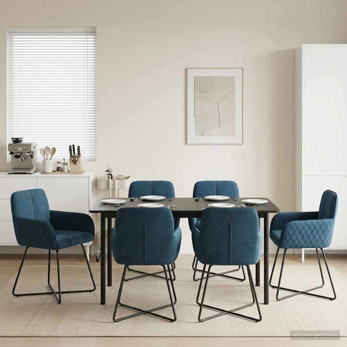 vidaXL Καρέκλες φαγητού 6 τμχ. Βελούδο Μπλε 59 x 56,5 x 86 εκ.