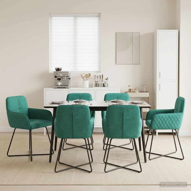 vidaXL Καρέκλες φαγητού 6 τμχ. Βελούδο Τιρκουάζ 59 x 56,5 x 86 εκ.