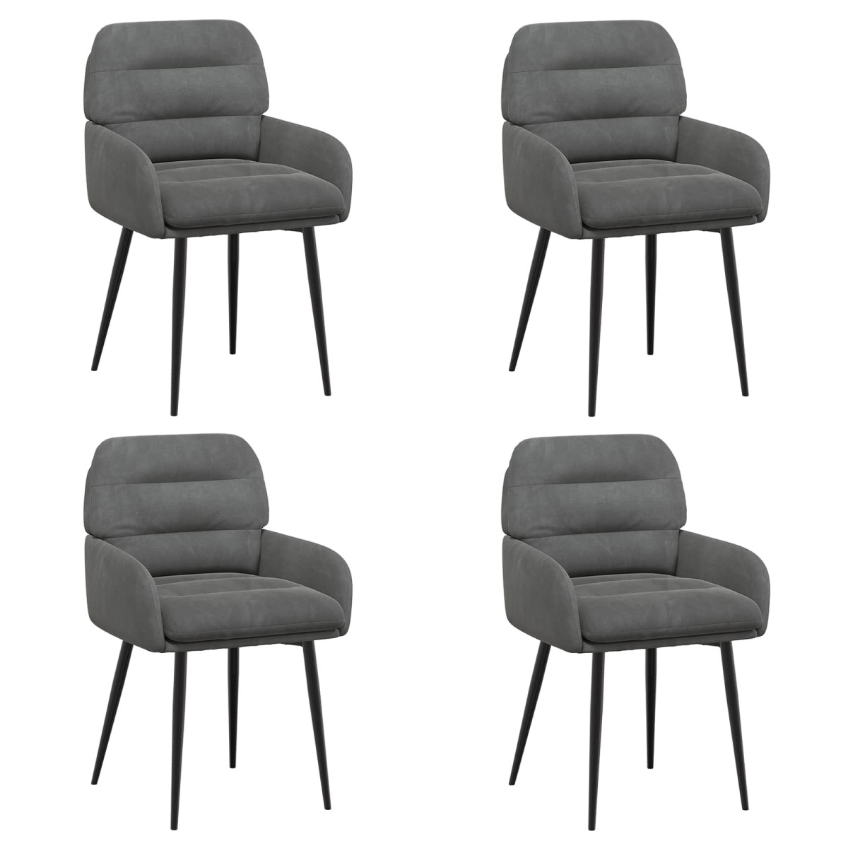 vidaXL Καρέκλες φαγητού 4 τμχ. Βελούδο Σκούρο Γκρι 59 x 59,5 x 90 εκ