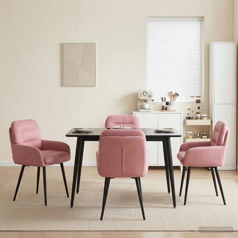 vidaXL Καρέκλες φαγητού 4 τμχ. Βελούδο Ροζ 59 x 59,5 x 90 εκ